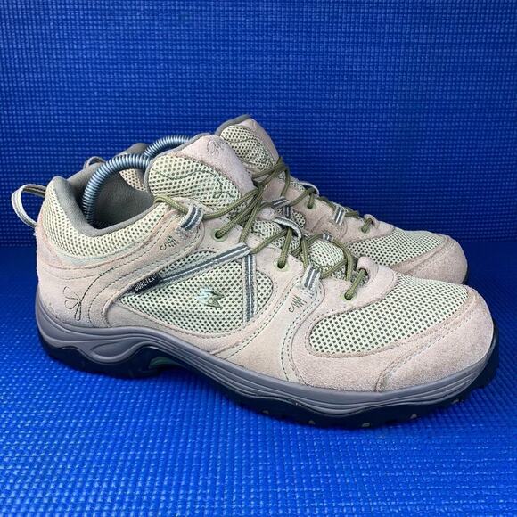 🔴 GARMONT AMICA G-TEX VIBRAM Women`s Size 10 Beige Olive Green Hiking Boots - Picture 3 of 8